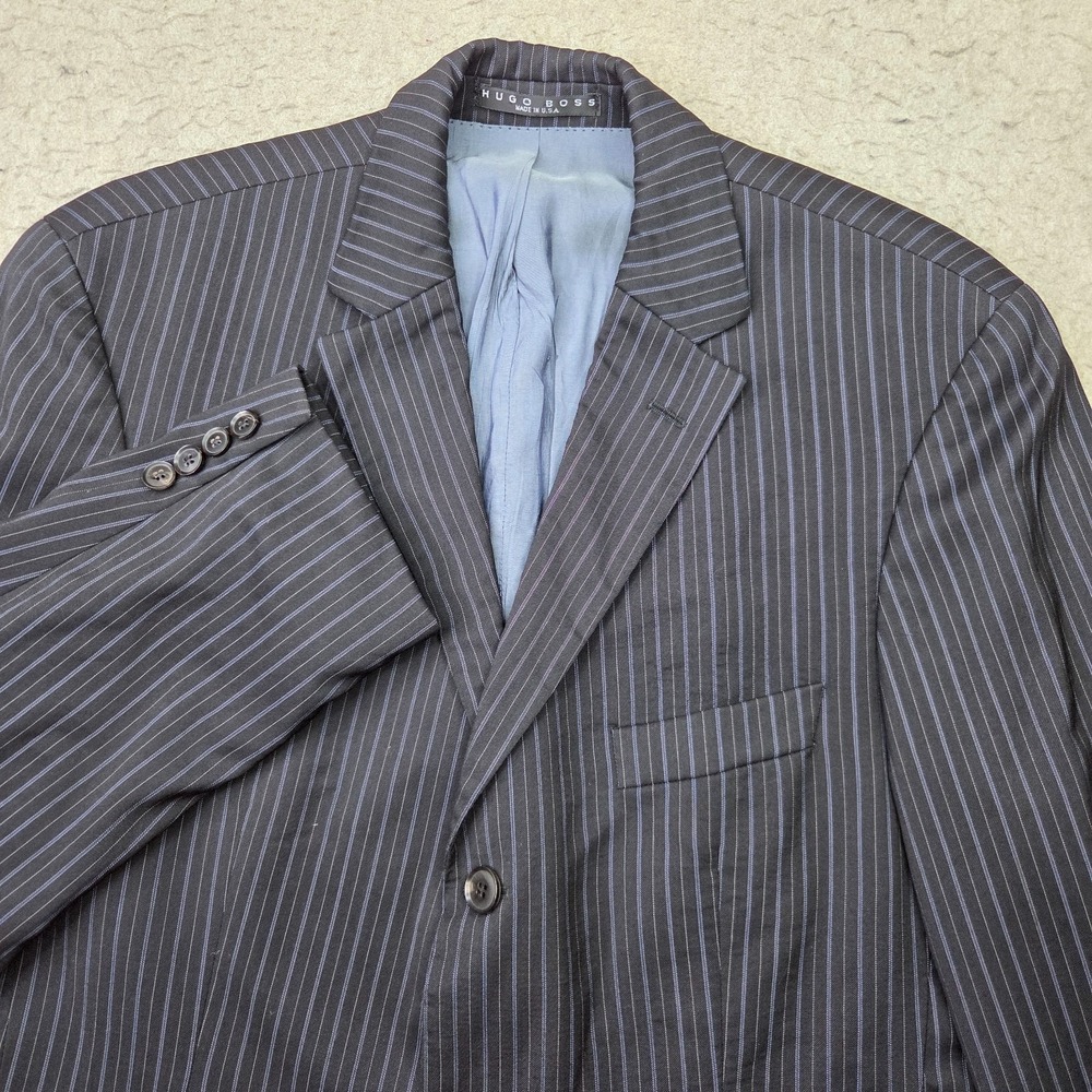 Hugo Boss Super 120 Rossellini Mens 42 R Blue Pinstripe 100% Virgin Wool USA